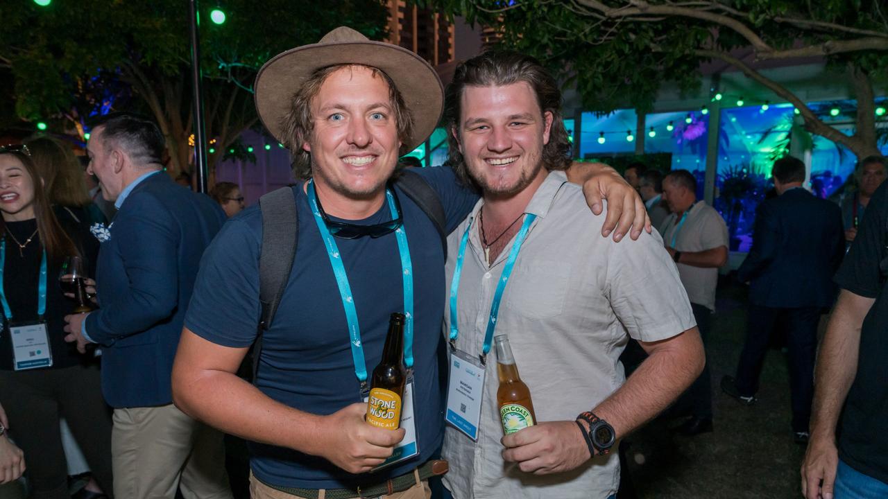 James Spicer and Mawgan Petersen for The Pulse at the Australian Tourism Exchange at the Gold Coast Convention and Exhibition Centre, May 4 2023. Picture: Steven Grevis