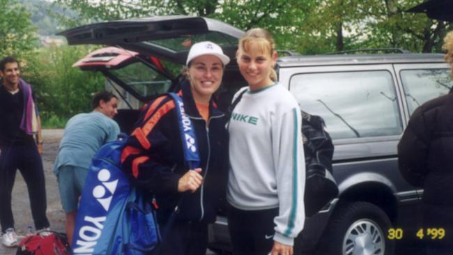 Martina Hingis with Jelena Dokic in 1999.