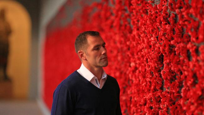 Kangaroos Captain Cameron Smith during a visit to the Australian War Memorial before last year’s Anzac Test. Picture: Mark Evans