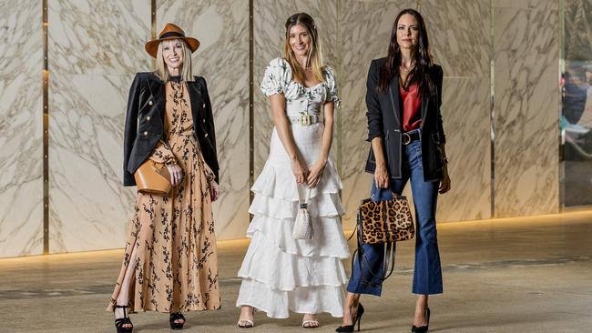 From left, Judy Brine, Emily Whitlock and Fiona Edwards Bassingthwaite at Pacific Fair, Broadbeach, for Best Dressed 2019. Picture: Jerad Williams