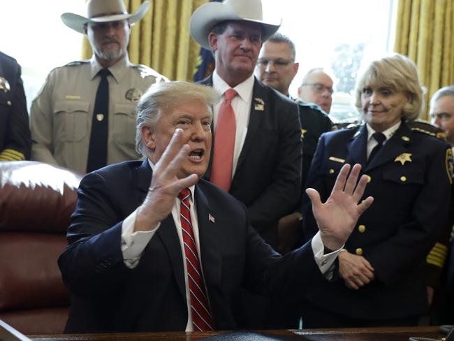 President Donald Trump speaks about border security in the Oval Office of the White House, Friday, March 15, 2019, in Washington. Trump issued the first veto of his presidency, overruling Congress to protect his emergency declaration for border wall funding. (AP Photo/Evan Vucci)