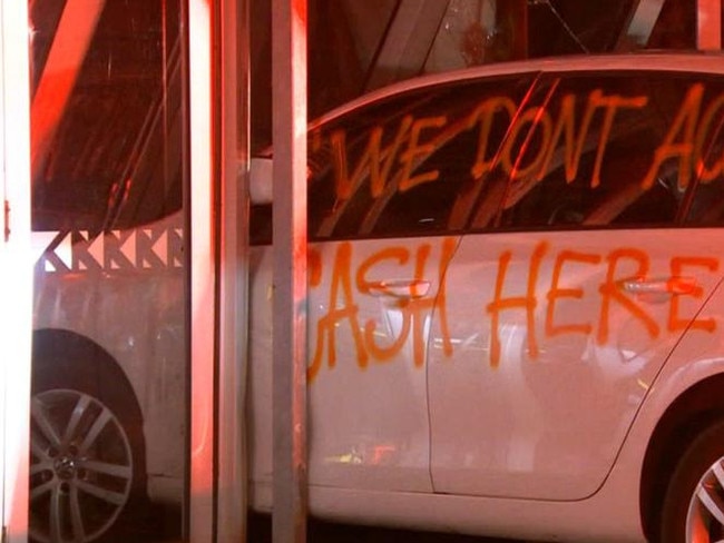 Emergency services were called to the Nando’s on Barkly St in Footscray about 2.15am Friday morning after reports of a car driving into the side of the building. Picture: 7NEWS