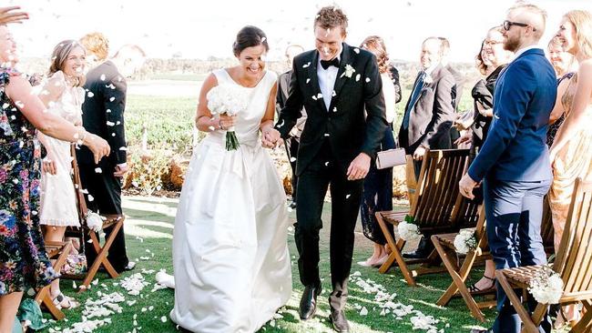 Rohan Dennis and Melissa Hoskins on their wedding day.
