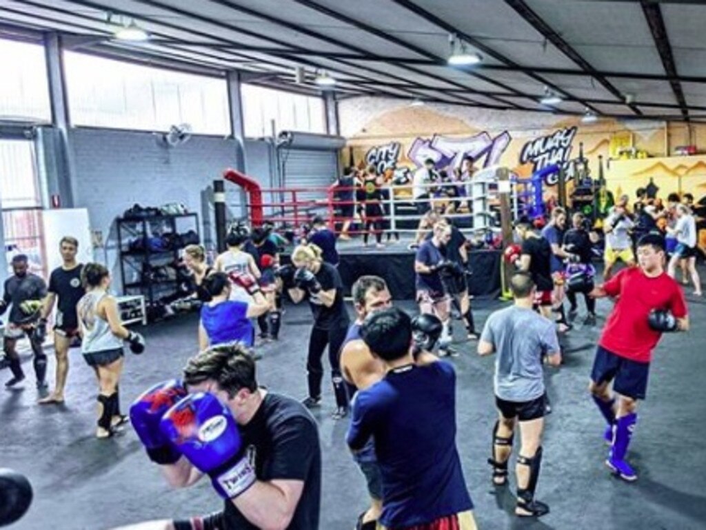 Inside the very busy PTJ Muaythai Gym in Sydney before having to shut its doors. Picture: Instagram/ptjmuaythaigym