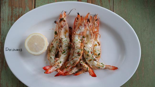 Donovans Queensland leader prawns grilled with oregano and chilli. Picture Rebecca Michael