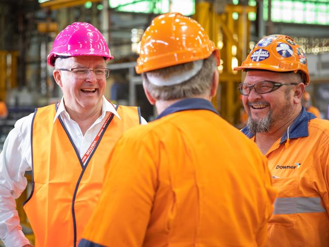 Anthony Albanese visits Downer EDI in Maryborough, Queensland.