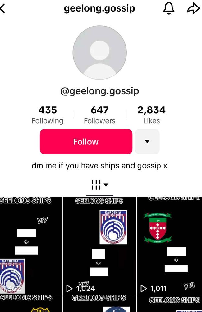 TikTok pages allegedly run by Geelong students are localising cyber-bullying trends, asking users to ”send in gossip” aimed at fellow students.