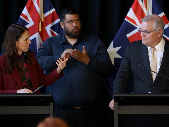 QUEENSTOWN, NEW ZEALAND - NewsWire Photos MAY 31 2021 Joint Press Conference for New Zealand Prime Minister Jacinda Ardern and Australian Prime Minister Scott Morrison after their annual Trans Tasman Leaders talks at The Nest in Queenstown.NCA Newswire / Picture Calum Robertson