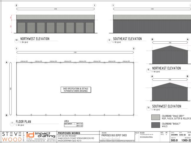 Plans for a bus depot at the corner of Horseshoe Dr and Gold Coast Springbrook Rd in Mudgeeraba.