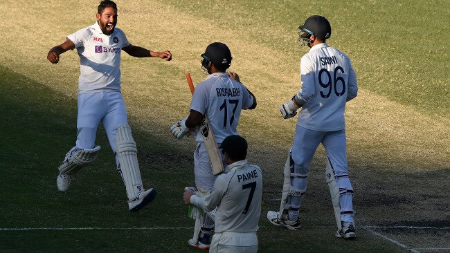 What a win! India players celebrate after the winning runs. Picture: Getty Images 