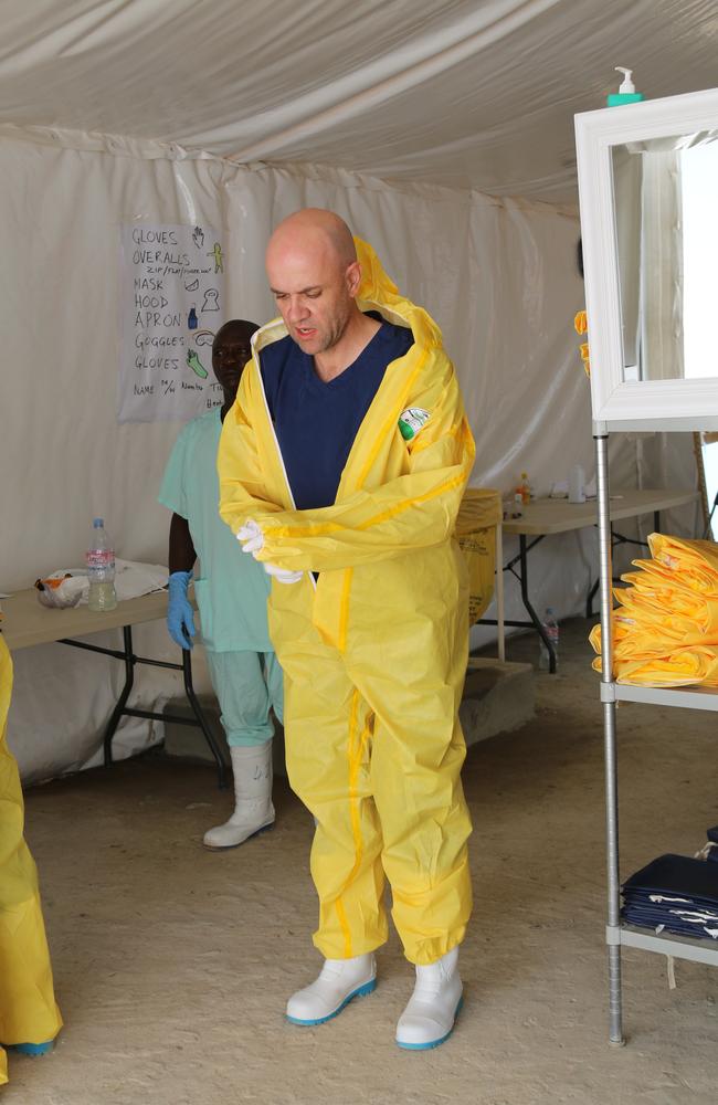 Dr John Gerrard when he was in Sierra Leone setting up a centre for the treatment of people who presented with the Ebola virus. Picture supplied.