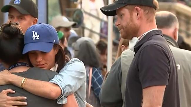 Meghan and Harry were criticised after meeting victims of the Los Angeles fires. Picture: CBS