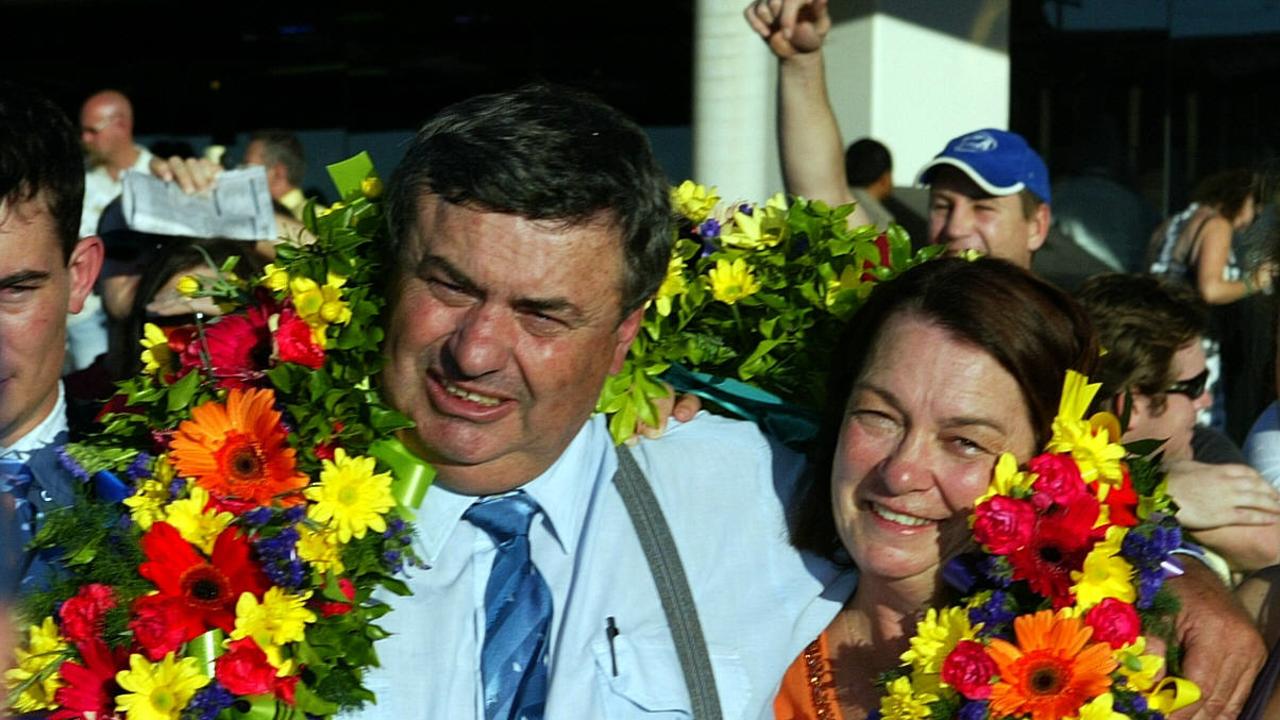 Racehorse owner Stuart Ramsey with wife Trish at Doomben after his horse Cinque Centro won Doomden Cup 19 May 2007. p/