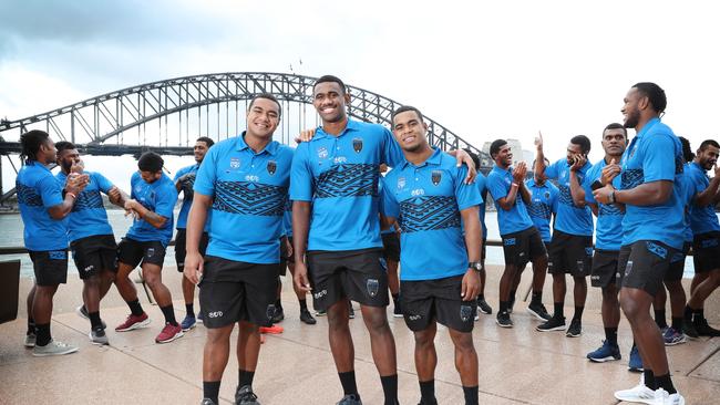 The Silktails 2021 Ron Massey Cup squad on Sydney Harbour. Picture: Richard Dobson