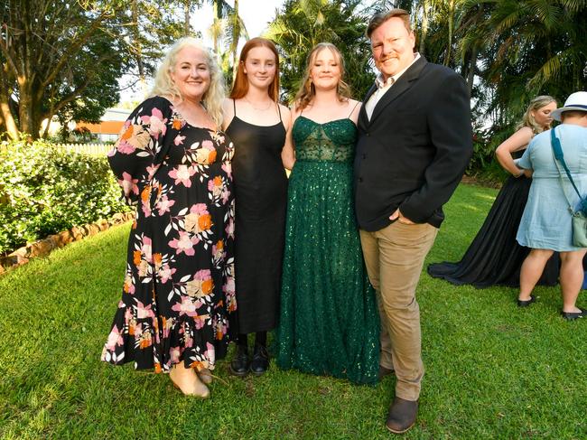 Lismore High Year 12 Formal 2022: Mollie Malhouse with her parents Kate and David and sister Ruby.