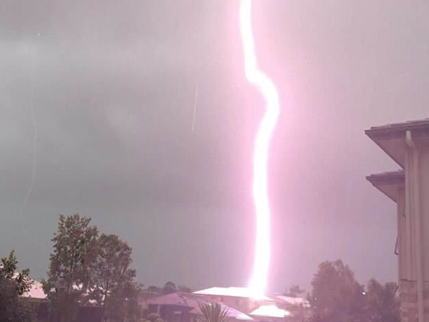 House struck by lightning at Griffin, north of Brisbane, at 4pm. Picture: Christian Loghem