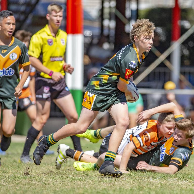 Jackson Howe pictured in 2019 playing under-13s for Logan Brothers against Carina at Capalaba.