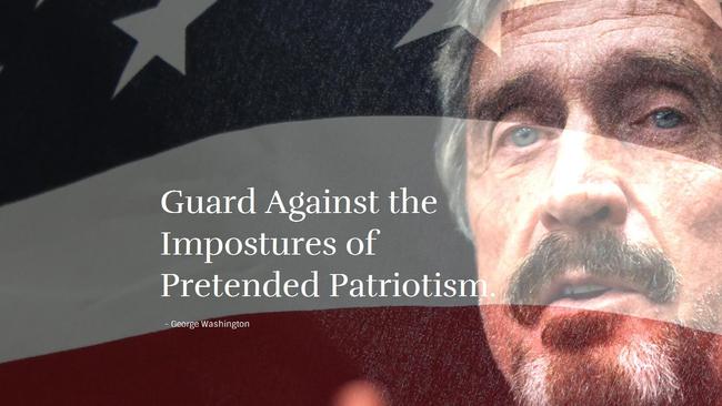 A screen grab from McAfee’s patriotic campaign website.