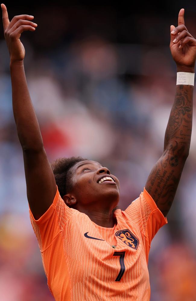 Lineth Beerensteyn of Netherlands celebrates after scoring her team's second goal versus South Africa in Sydney. Picture: Maddie Meyer/Getty Images