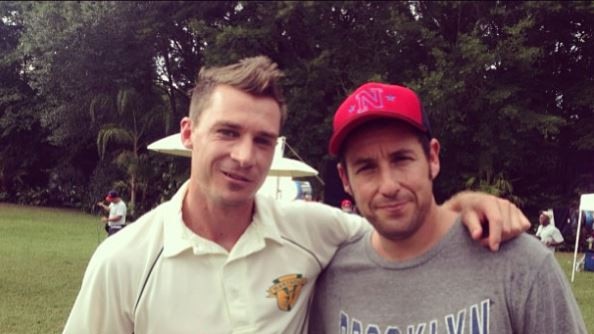 South African Cricket star Dale Steyn starred in the movie Blended with Hollywood star Adam Sandler. Pictured on set. Picture: Instagram @dalesteyn