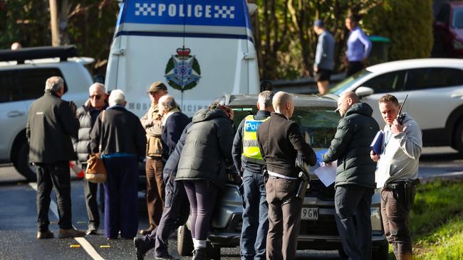 Police at the scene where a father and son died in a house fire on Craig Rd, Donvale. Picture: Ian Currie