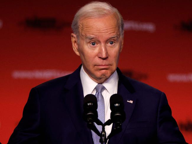 WASHINGTON, DC - APRIL 25: U.S. President Joe Biden addresses the North America's Building Trades Unions legislative conference at the Washington Hilton on April 25, 2023 in Washington, DC. Earlier in the day, Biden released a video where he officially announced his re-election campaign.   Chip Somodevilla/Getty Images/AFP (Photo by CHIP SOMODEVILLA / GETTY IMAGES NORTH AMERICA / Getty Images via AFP)