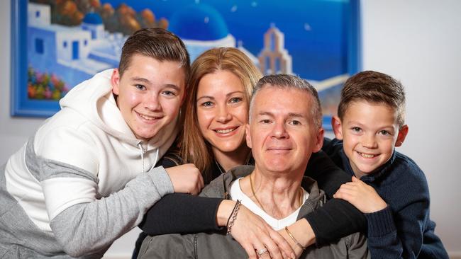 Terry Mitropoulos credits wife Belinda and sons Jonah and Christos for helping him to pull through a very tough health journey in the past decade. Picture: Mark Stewart