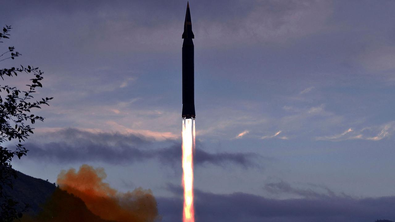 The Academy of Defence Science of the DPRK test-fire a hypersonic missile on September 28, 2021 in a photo released by North Korea's official Korean Central News Agency. Picture: AFP