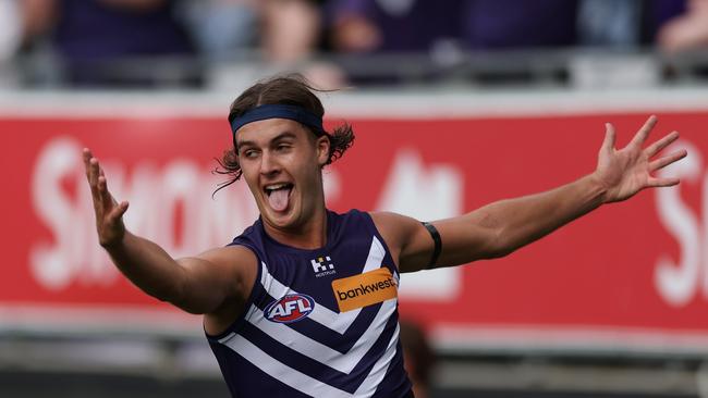 Murphy Reid had his own an eye-popping debut for the Dockers. (Photo by Daniel Pockett/Getty Images)