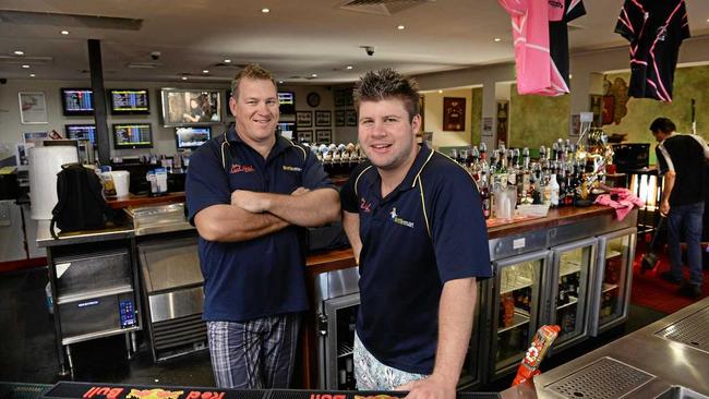 Anthony Fowler, left, with his former colleague Michael Falvey at Falvey's Cecil Hotel. Fowler has been convicted of robbing the hotel.  . Picture: Rob Williams