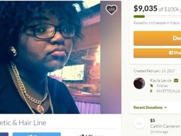 A screenshot from Kayla Lewis' gofundme page.