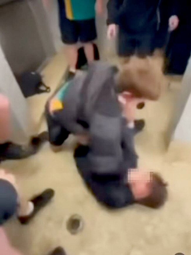 Students fighting at Beaudesert State High School. Picture: Supplied