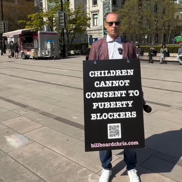 Canadian internet personality and anti-trans protester Chris Elston, better known on the internet at “Billboard Chris”. Picture: Instagram