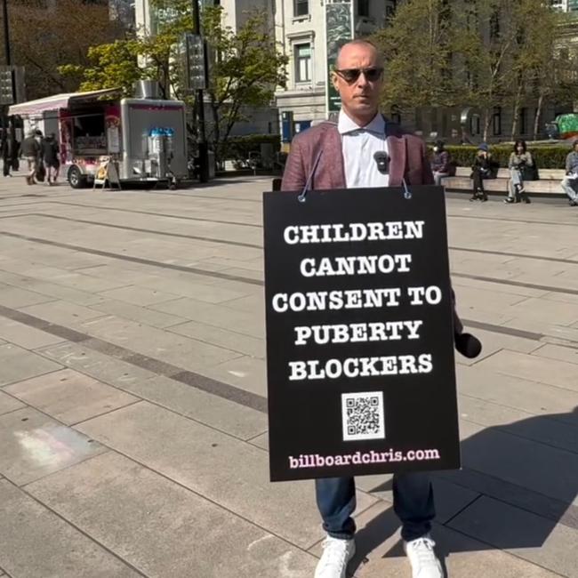 Canadian internet personality and anti-trans protester Chris Elston, better known on the internet at “Billboard Chris”. Picture: Instagram