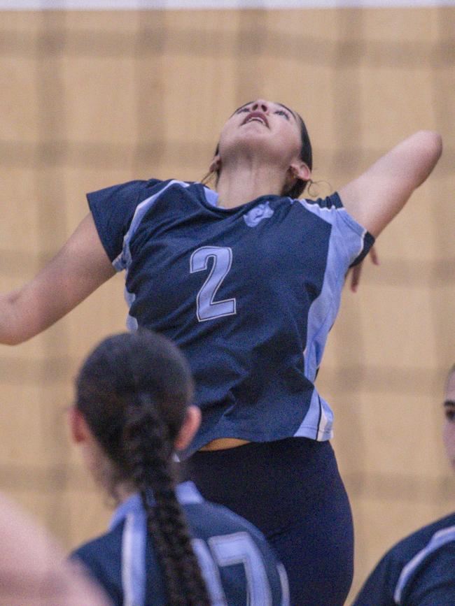 Woodroffe SHS V Iona College in the Australian Volleyball Schools Cup is being played at the Gold Coast Sports and Leisure Centre in Carrara. Picture: Glenn Campbell