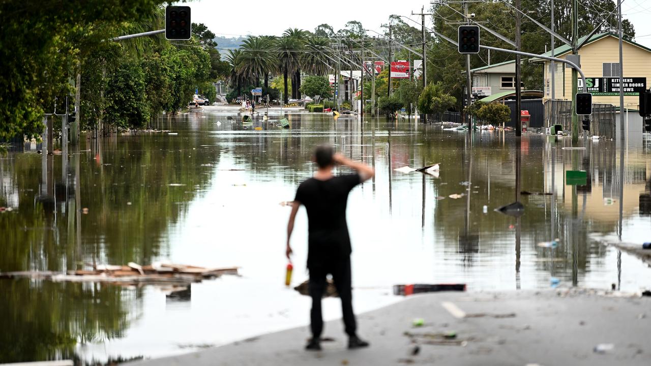 LISMORE, AUSTRALIA - MARCH 31: A main street is under floodwater on March 31, 2022 in Lismore, Australia. Evacuation orders have been issued for towns across the NSW Northern Rivers region, with flash flooding expected as heavy rainfall continues. It is the second major flood event for the region this month. (Photo by Dan Peled/Getty Images)