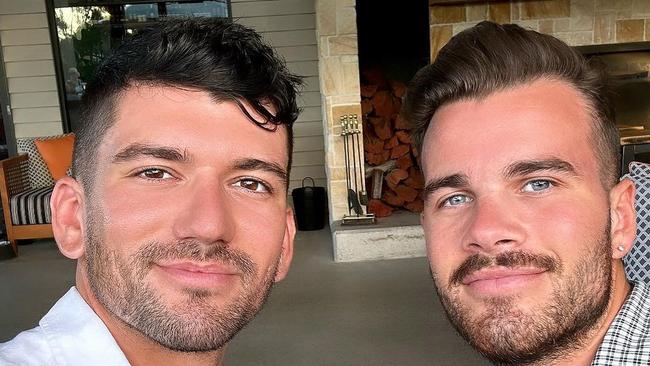 Luke Davies (left) and Jesse Baird (right) and Brockenwood Winery in the Hunter Valley, posted February 7, 2024. Picture: Instagram