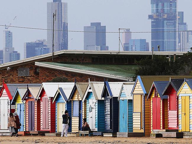 Brighton beach bathing boxes are under threat due to a draft proposal by the state government. Picture : Ian Currie