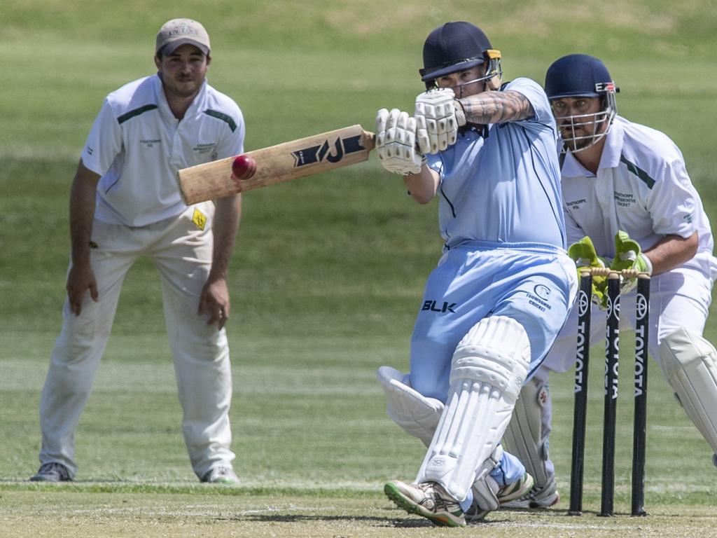 Brandon Walker bats for Toowoomba. Mitchell Shield cricket, Toowoomba Reps vs Stanthorpe. Sunday. 17th Jan 2021