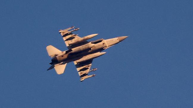 An Israeli Air Force fighter jet flys to intercept a missile launched from Lebanon over the border area. Picture: AFP.