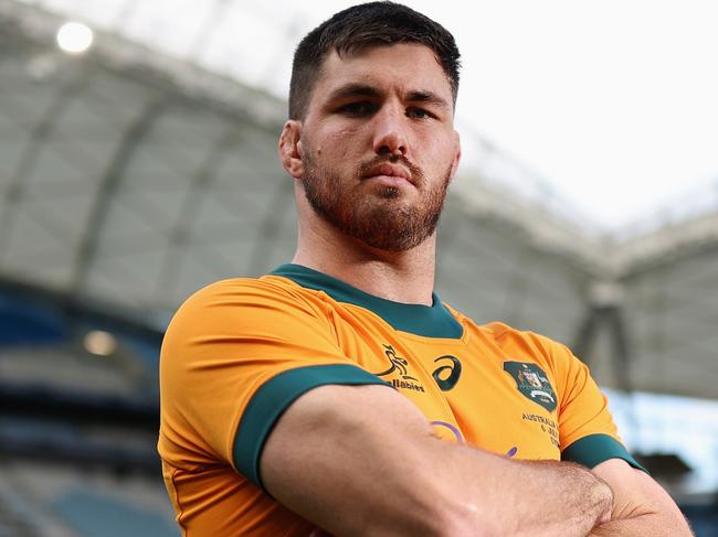 SYDNEY, AUSTRALIA - JULY 05: Australian Wallabies captain Liam Wright poses for a portrait following the Wallabies Captain's Run at Allianz Stadium on July 05, 2024 in Sydney, Australia. (Photo by Cameron Spencer/Getty Images)