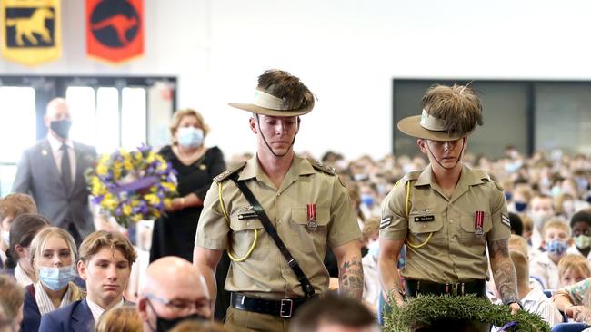 Lieutenant Harrison Dowling attending West Moreton Anglican College’s ANZAC Ceremony, on Friday April 22nd 2022. Picture: Steve Pohlner