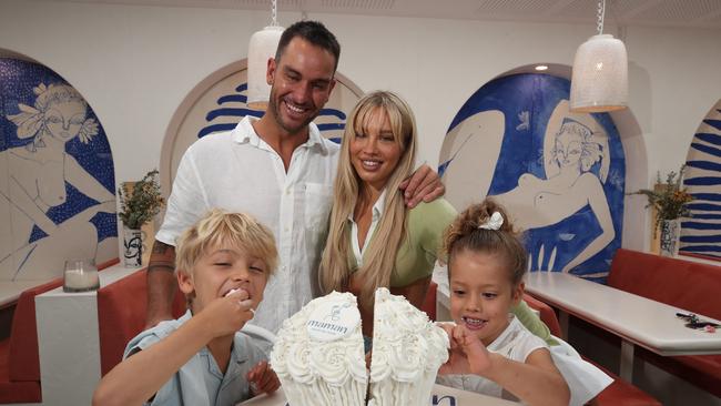 Matt Poole with Tammy Hembrow and kids Wolf Hembrow and Saskia Hembrow.