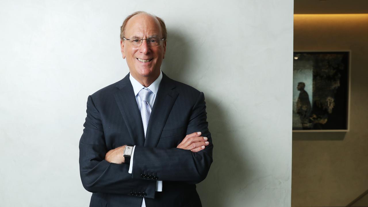7/6/23: Larry Fink is the chairman and CEO of BlackRock, the world's biggest investor with $US9 trillion under management. Fink is being interviewed in Sydney by The Australian where he is speaking about markets and green investing. John Feder/The Australian.