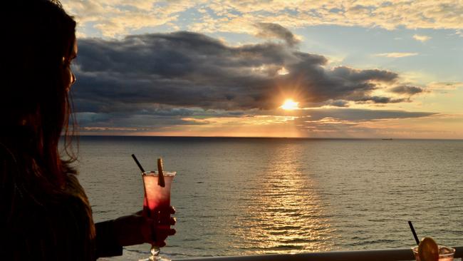 enjoying the sunset at Rendezvous Hotel, Scarborough Beach. Indian Pacific.