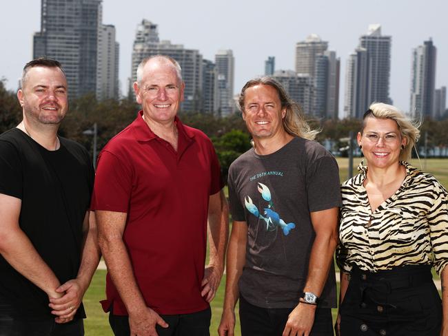 Gold Coast Music Advisory Group members Brad Hosking, chairman Dean Gould, Brad Hinds and Kylie Cobb pictured at Broadwater Parklands.Photograph : Jason O'Brien