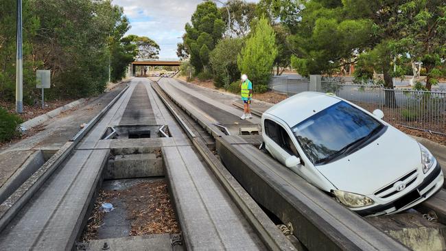 An elderly driver accidentally drove onto the O-Bahn on Sunday night. Picture: SA Police