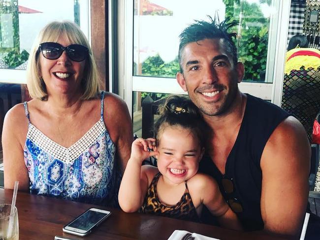 Braith Anasta with his mum Kim and daughter Aleeia enjoying family time.