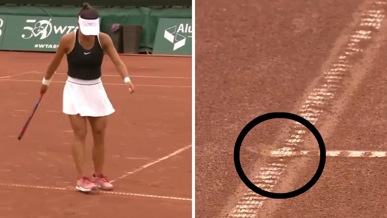 Amarissa Toth was caught on camera. Photo: Twitter, Tennis TV.