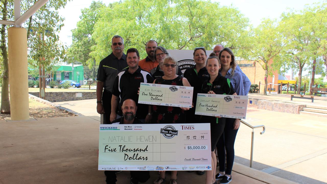 Sponsors and award winners at the cheque presentation for Town Proud 2019.